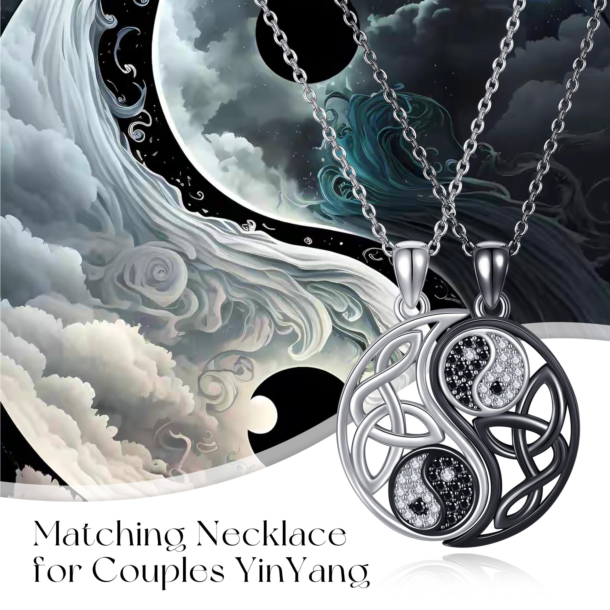 DAYLINLOVE Umarmung Paare Halsketten für Damen Männer 925 Sterling Silber Schutzengel/Yin Yang/Pinky Versprechen Abalone Muschel Seine und ihre passende Halskette Umarmung Paar Schmuck Geschenk