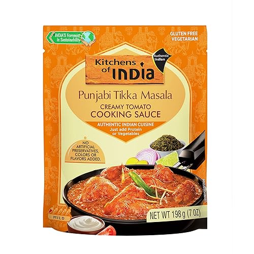 Kitchens of India Punjabi Tikka Masala, salsa cremosa de tomate para cocinar, salsa fácil de usar para auténtico plato indio, sin gluten,