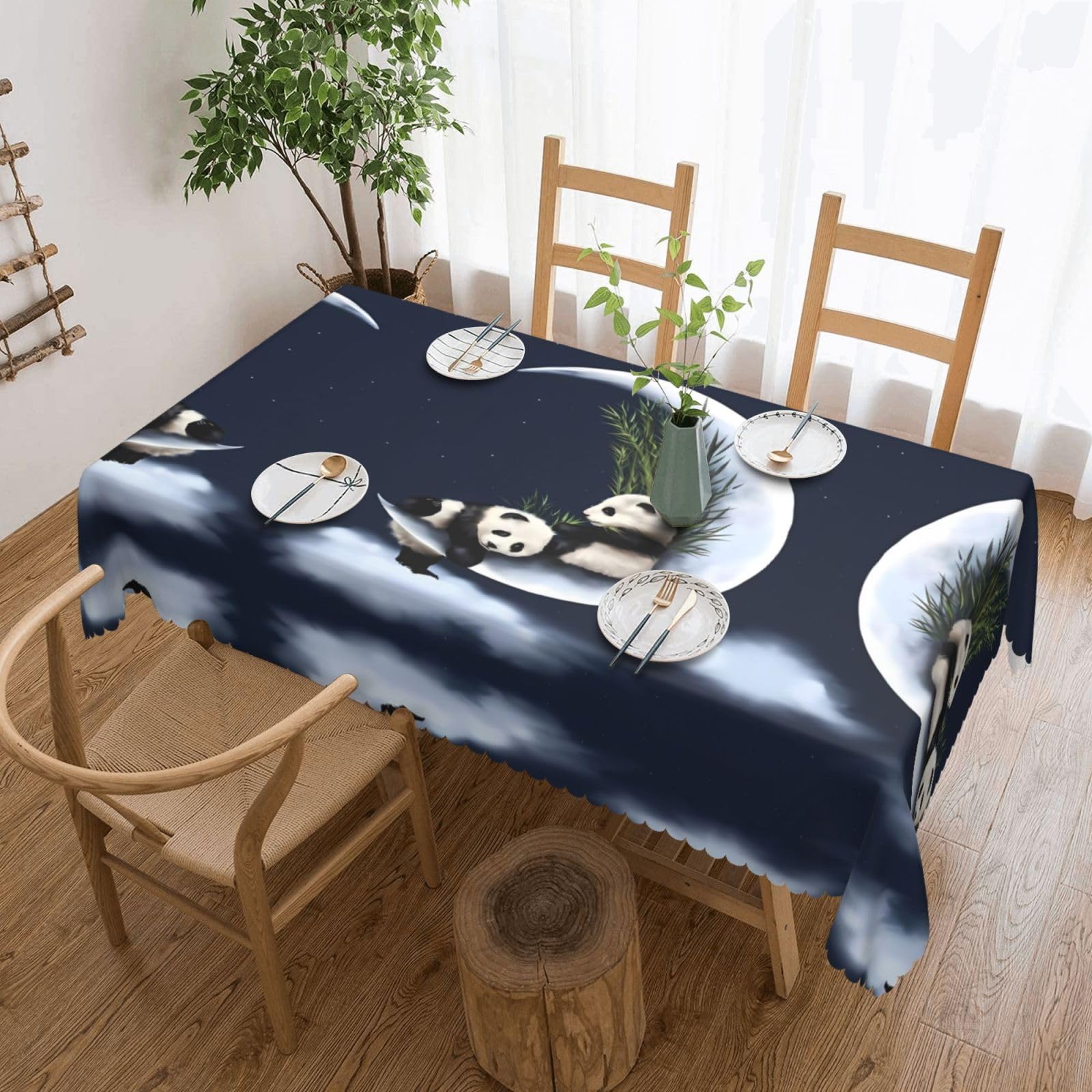 MROWYC Panda and Moon Printed tablecloths are suitable for hotels, picnics, and parties, and can effectively protect the tabletop