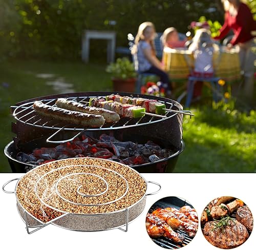 Miniatura 7 de Anbte - Generador de humo frío de 6.65 pulgadas con cepillo y gancho para parrilla de barbacoa o ahumador, bandeja para ahumar pellets para salmón