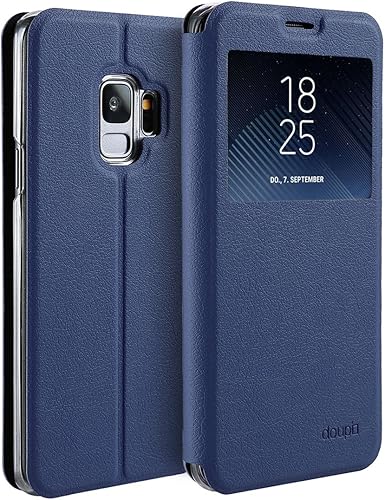 doupi Deluxe Finestra FlipCase per Samsung Galaxy S9 Protezione Custodia Ultra Slim Magnete Flip Cover Protettiva Book Style Etui Stare Piedi Blu Scuro doupi Deluxe Finestra FlipCase per Samsung Galaxy S9 Protezione Custodia Ultra Slim Magnete Flip Cover Protettiva Book Style Etui Stare Piedi Blu Scuro