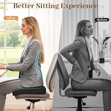 TranquilRelax 2XL Memory Foam Seat Cushion for Office Chair, Black