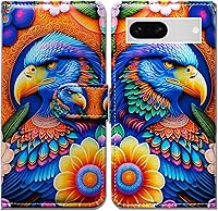 Vista 11 de Pixel 7a - Funda de piel con tapa y función atril para Google Pixel 7a, diseño de flores y mariposas azules