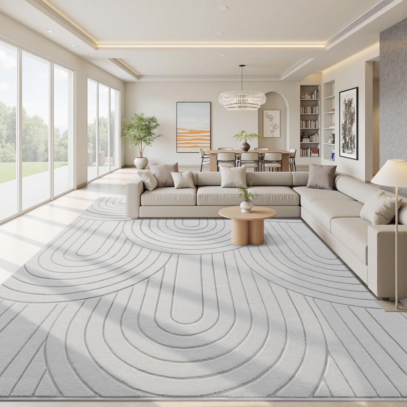 Sour Lemon Tapis de salon lavable, moelleux, gris, 160 x 230 cm