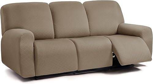 Miniatura 1 de ULTICOR Fundas para sofá reclinable de 8 piezas con diseño de jacquard cuadrado, fundas elásticas para sofá reclinable de 3 cojines, gruesas,