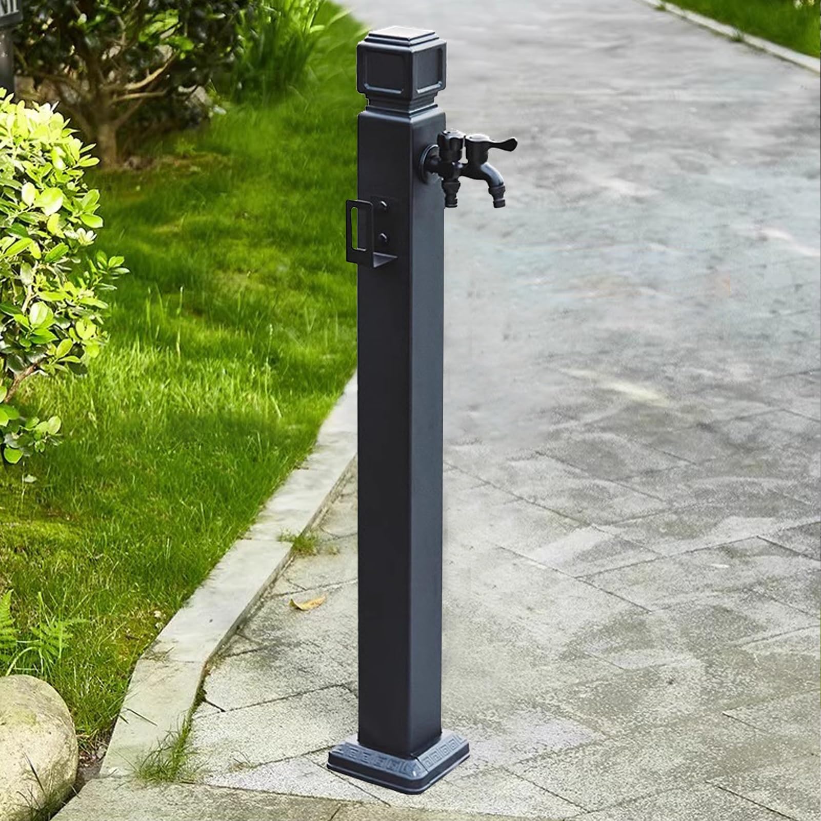 Water Butt tap, Garden Water Column, Black Freestanding Hose Stand(Height: 95cm/37.4in)