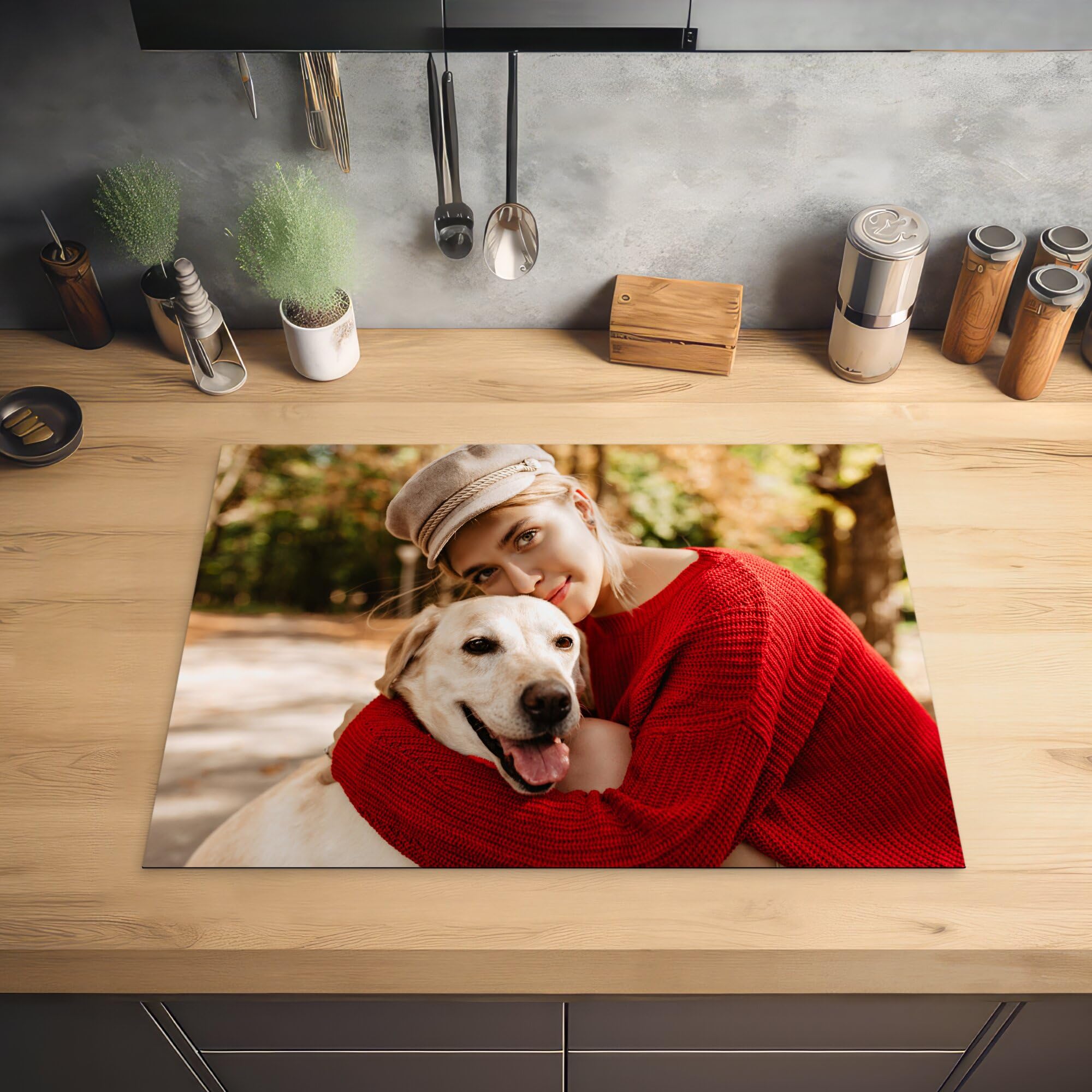 KitchenYeah© Protection Plaque Induction Personnalisé 51.6L x 57.6B cm Votre Photo - Protege Deco Cuisine Vitroceramique Pour Cache Protège De Cuisson Accessoires