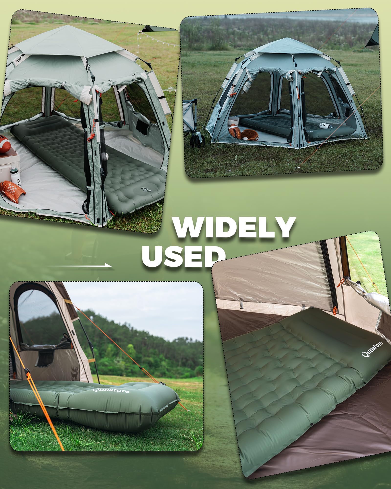 Matelas de camping pour camping en plein air, lit de camping gonflable ultra léger avec oreiller intégré, coussin d'air, sac de transport – Compact et léger équipement de camping essentiel