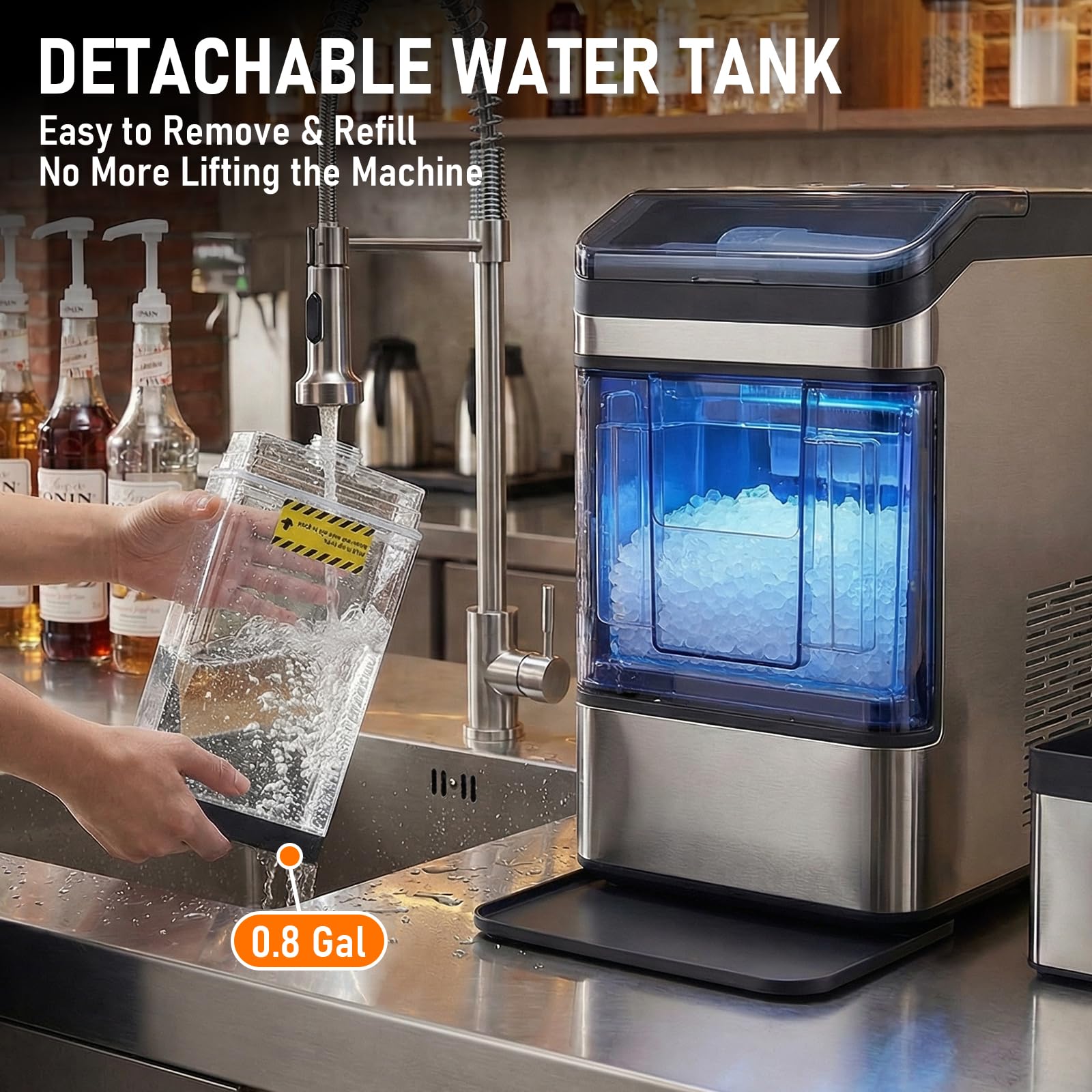 Nalison Nugget Ice Maker Countertop, Chewable Sonic Ice Maker With 41lbs/24h, 9 Ice Cubes In 6 Mins,Self-Cleaning Portable Ice Maker With A Detachable 3l Water Tank Ultra Quiet For Home, Office on Fridge.com - View 4