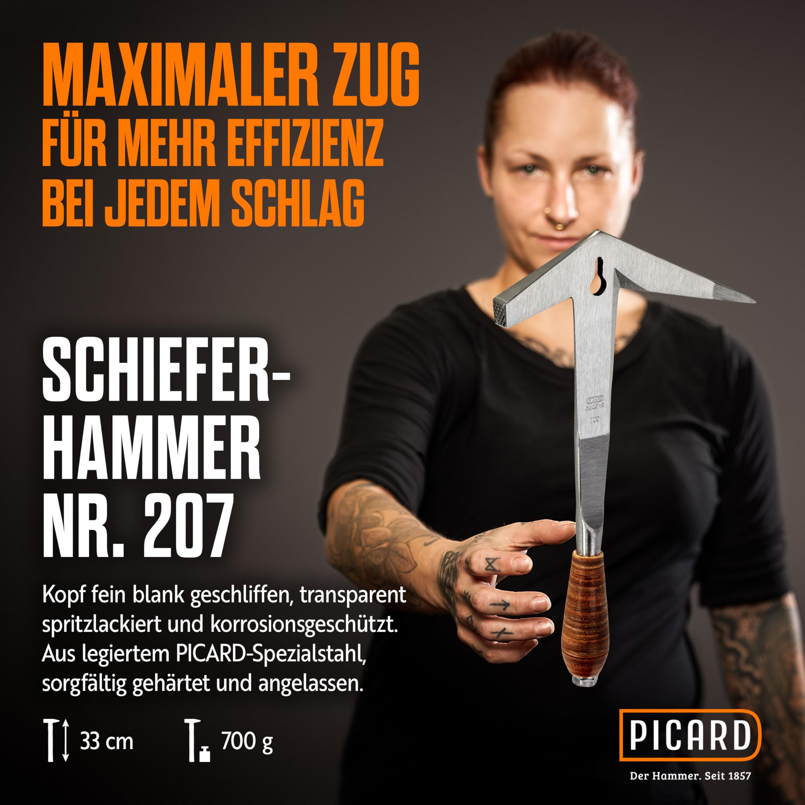 PICARD x DACHKRONE Set 1 – Schieferhammer Nr. 207 R XL & Haubrücke Nr. 209 gebogen