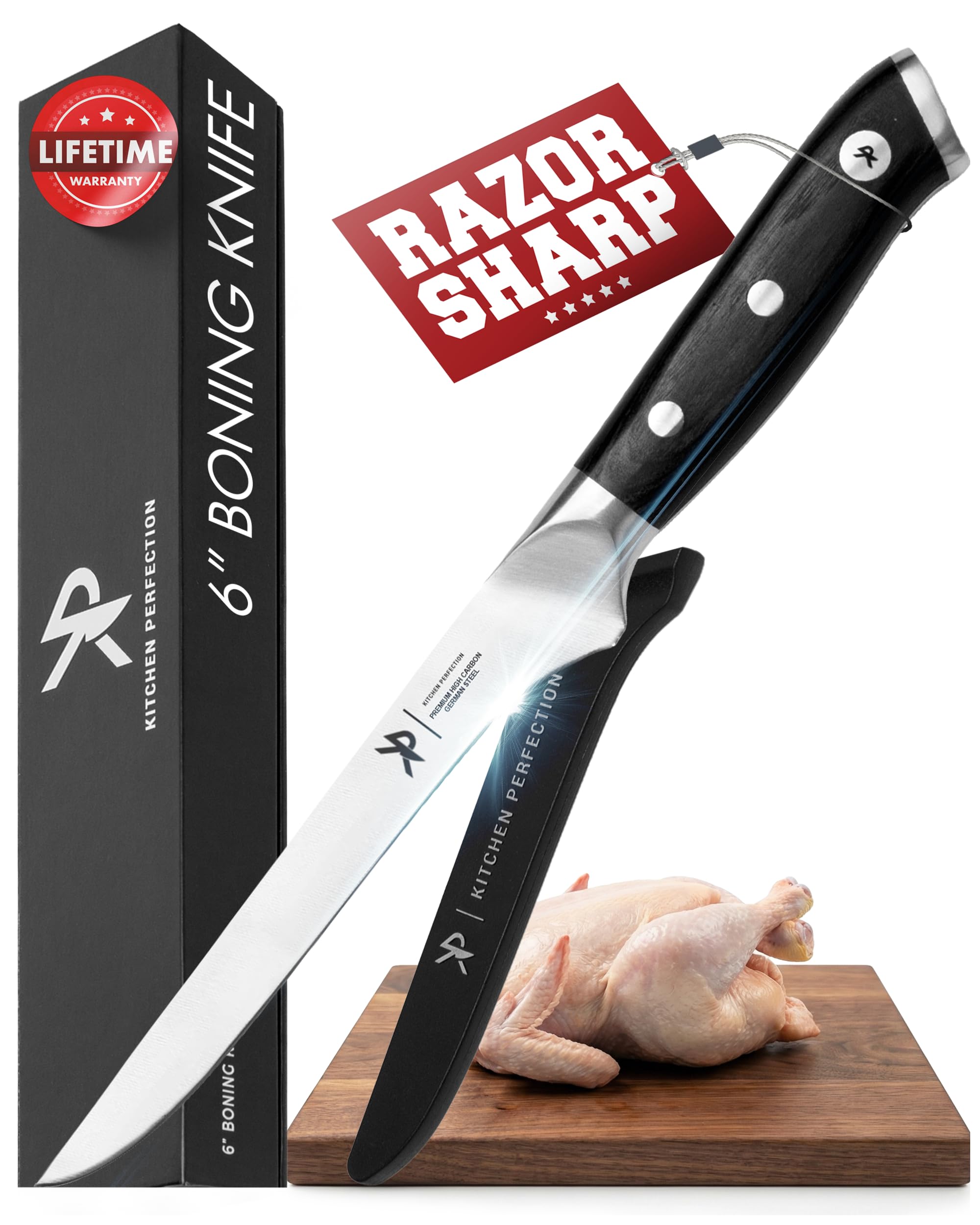 Kitchen Perfection 6 inch Boning Knife for Meat Cutting