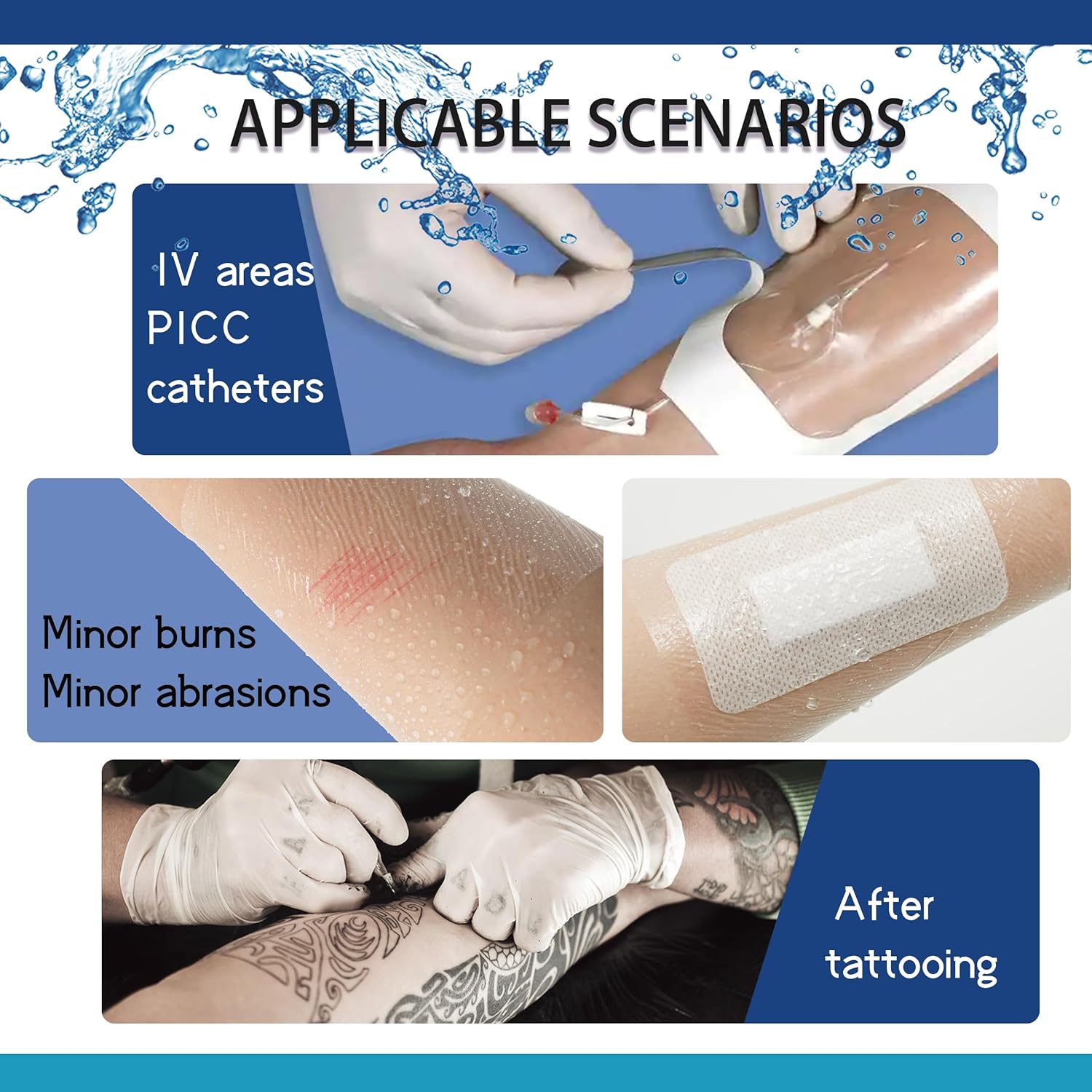 2.3"x2.75"-100 Individual Packages Transparent Sterile Waterproof Film Dressings for Wound Cover - Medical Grade - Clear Adhesive Skin Bandages for IV Shield, Tattoo Aftercare (TP,2.3" x2.7"-100PCS) - Image 5