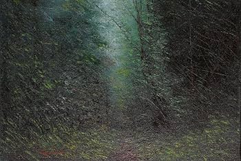 油彩画　F-8号　板垣文雄　枝新峠への径に沿って　1929年生　山形 油彩画 F-8号 板垣文雄 枝新峠への径に沿って