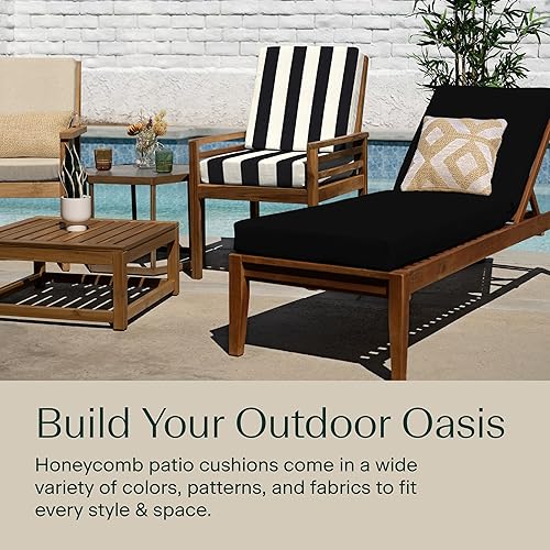 Miniatura 3 de Honeycomb - Cojín para silla de comedor con respaldo alto y textura para interiores y exteriores, rayas negras y marfil Cabana, relleno de poliéster