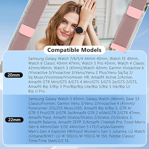 Miniatura 4 de Meliya Correas de reloj de metal, correa de reloj de liberación rápida de 0.787 pulgadas y 0.866 pulgadas, correa de repuesto de malla de acero