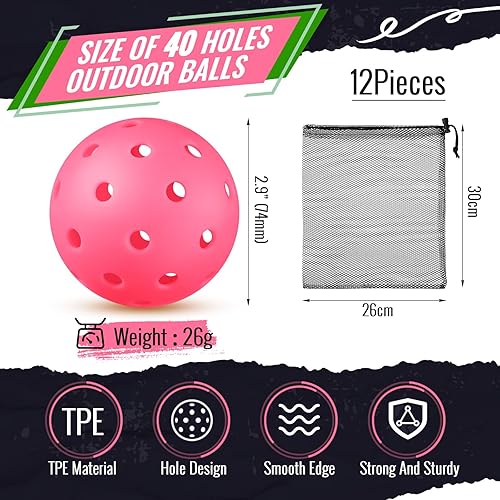 Miniatura 2 de Ceenna 12 pelotas de béisbol de plástico para práctica, 40 agujeros, bolas de entrenamiento para exteriores, 2.913 in, con bolsas de malla, ejercicio