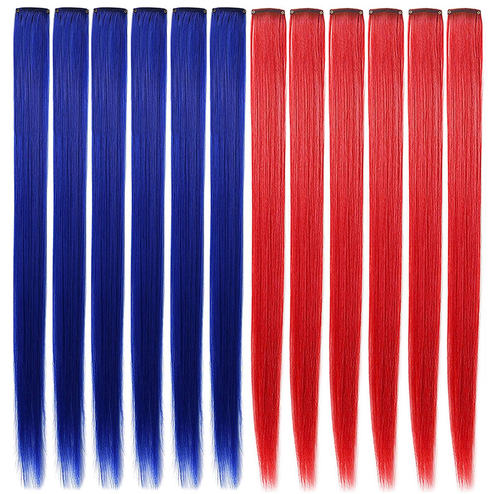 Amazon.com : SARARHY 12 PCS Red and Blue Hair Extensions Clip in