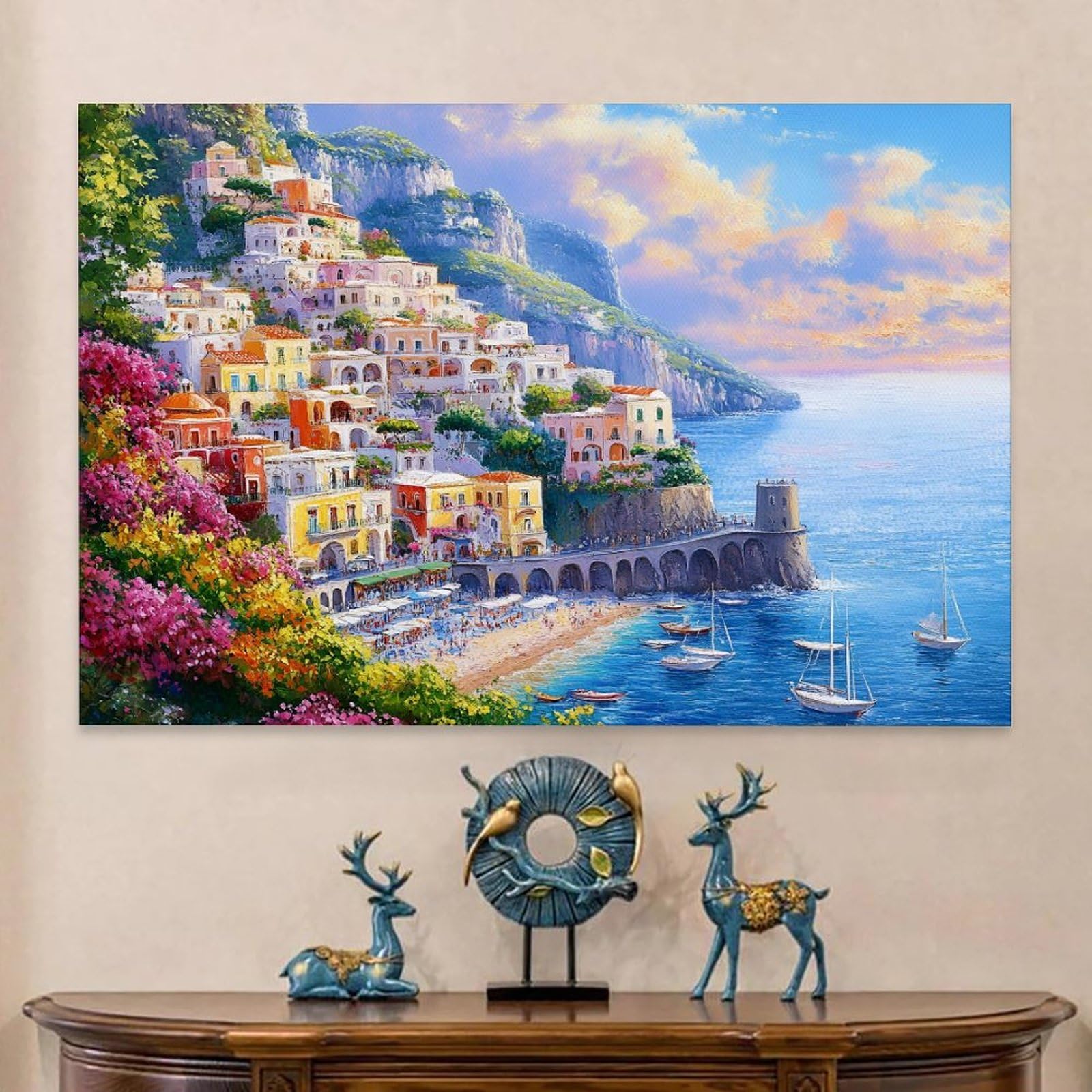 Amazon.com: Colorful Hillside Homes And Italian Coastline at