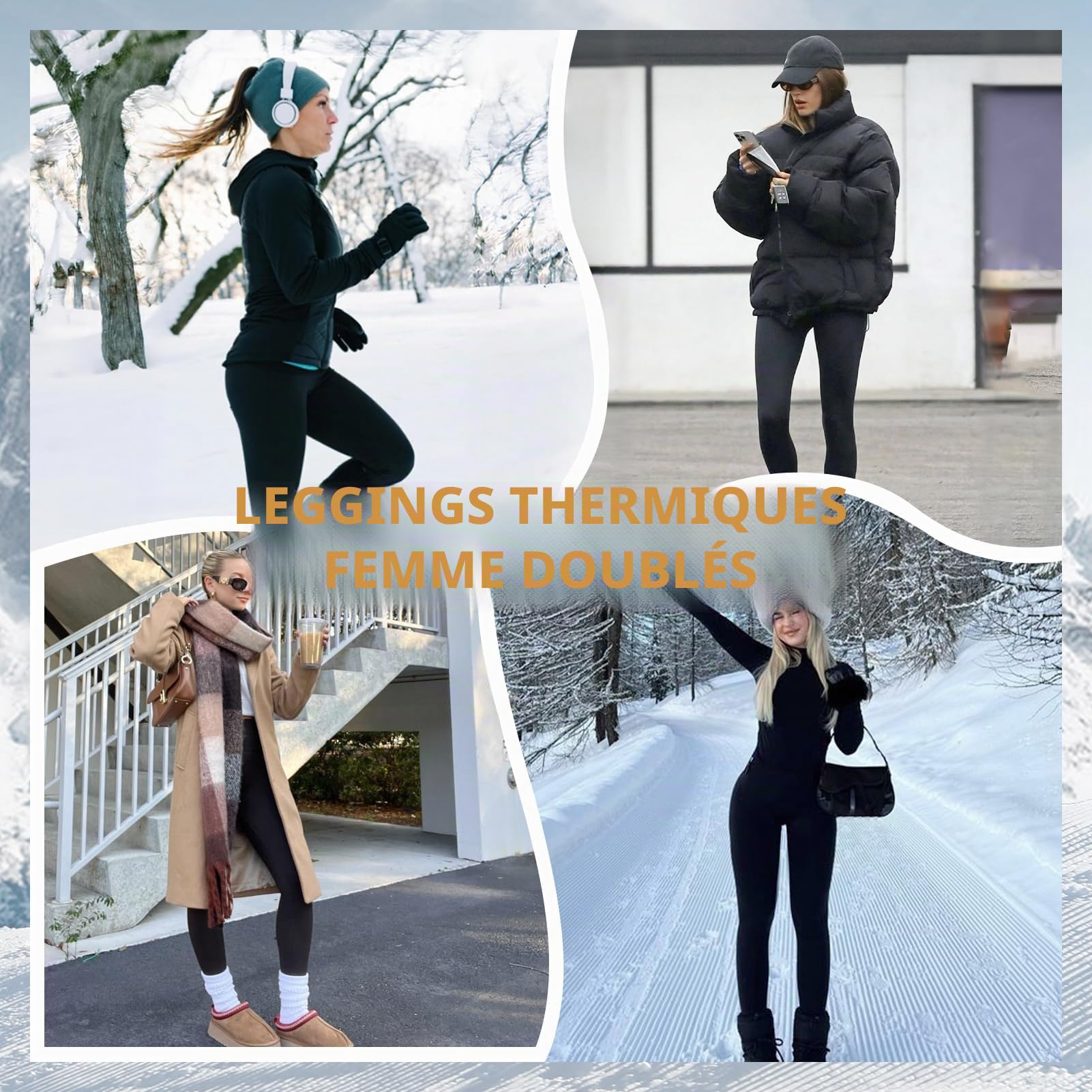 AMIYOYO Legging Thermique Polaire Femme Hiver Doublé Polaire Pantalon Thermique Taille Haute Collant
