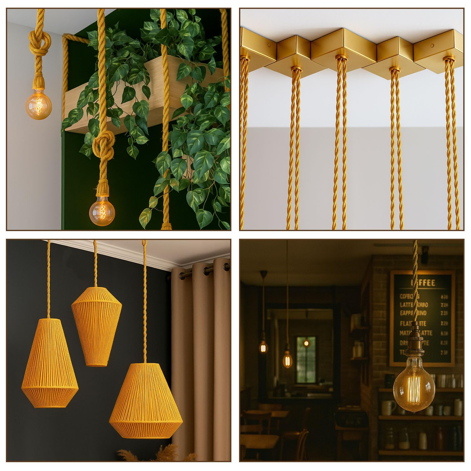 URCIANOW 10M 2x0.75mm 2 core Vintage Styled British Gold Coloured Cloth Covered Braided cable lighting lamp flex Tinned Copper 18gauge Vintage light Cable for DIY Lamps Industrial - Image 4