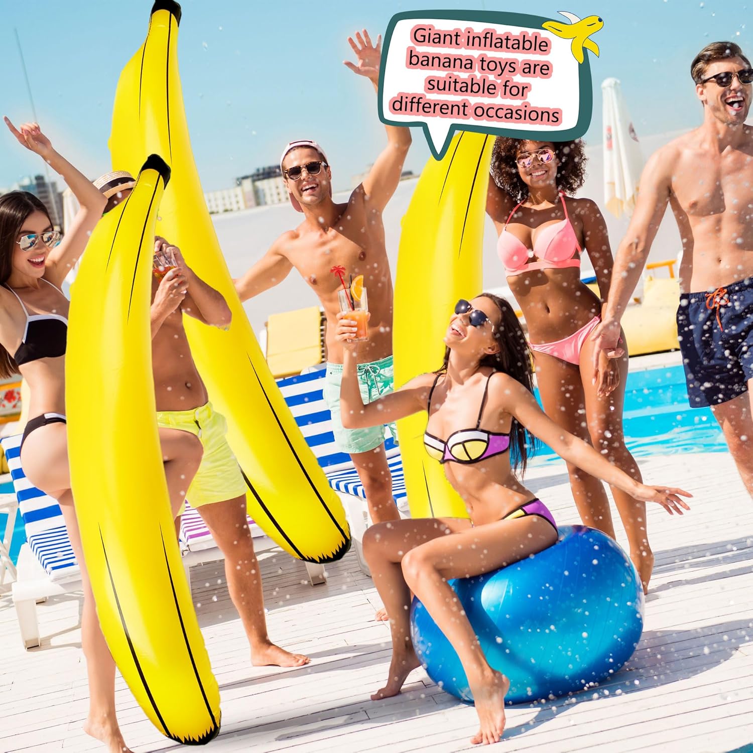 9個 71インチ ジャンボ 空気注入式バナナ小道具 大型 ブローアップバナナ ジャイアント 空気注入式 バナナフロート 巨大なバナナ
