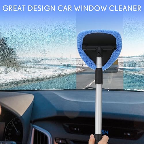 Miniatura 5 de Tioncy 6 juegos de limpiador de parabrisas, herramienta de limpieza de ventanas de microfibra con cabezal de almohadilla de mango extensible, paño