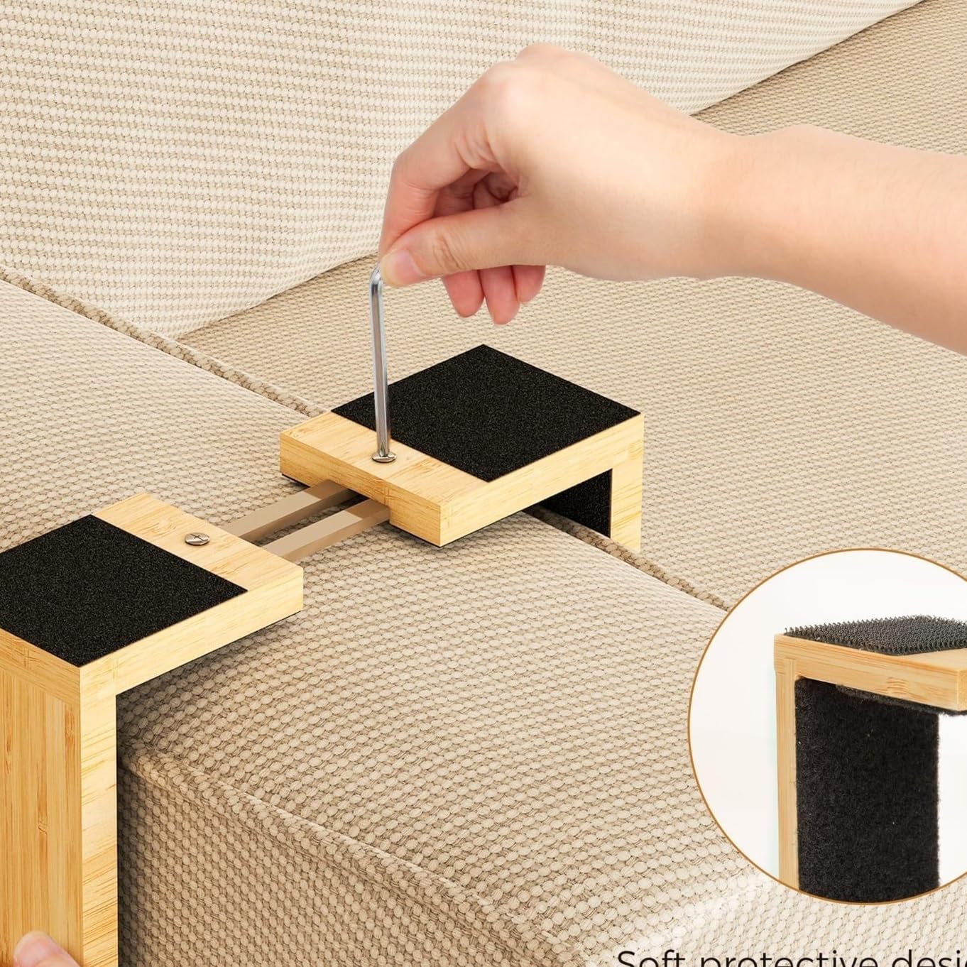 Plateau de Rangement Accoudoir de canapé à Double Couche avec Plateau Rotatif et boîte Rangement(Natural)