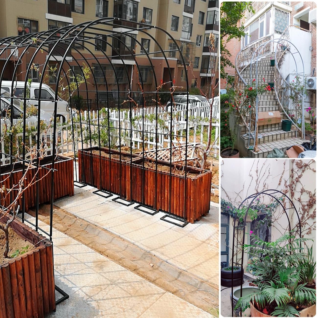 Metalowy łuk ogrodowy 200/220/230 cm duża pergola krata na wesela przyjęcia dekoracje kwiatowe róża altana ogród wsparcie wspinaczkowe (kolor: czarny rozmiar: szer. 1,8 m x wys. 2,2 m x gł. 0,2 m)