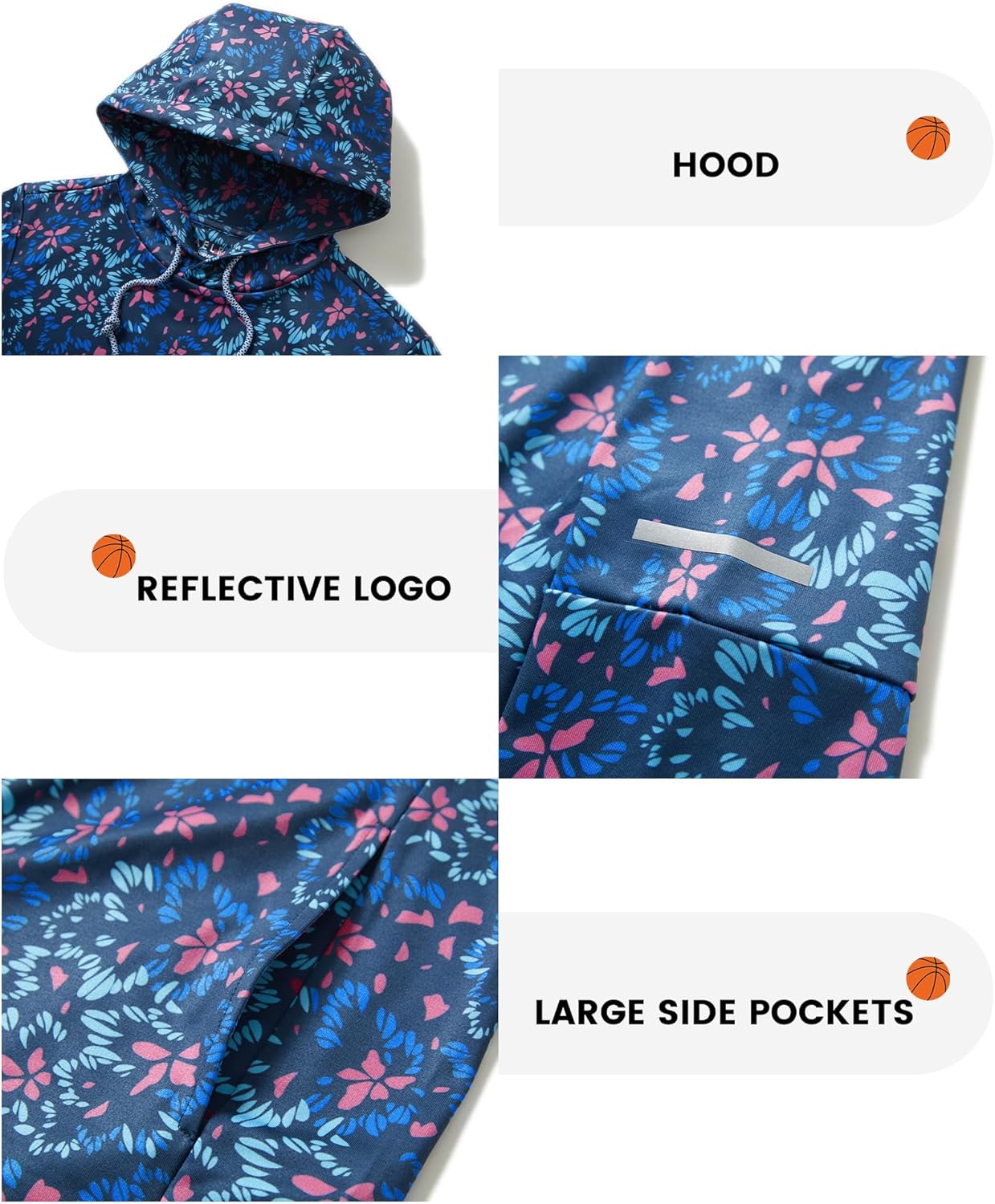 M MAELREG Hoodies Golf Fleece Print Performance Dry Fit Lightweight Athletic Casual Pockets Hooded Pullover Sweatshirts