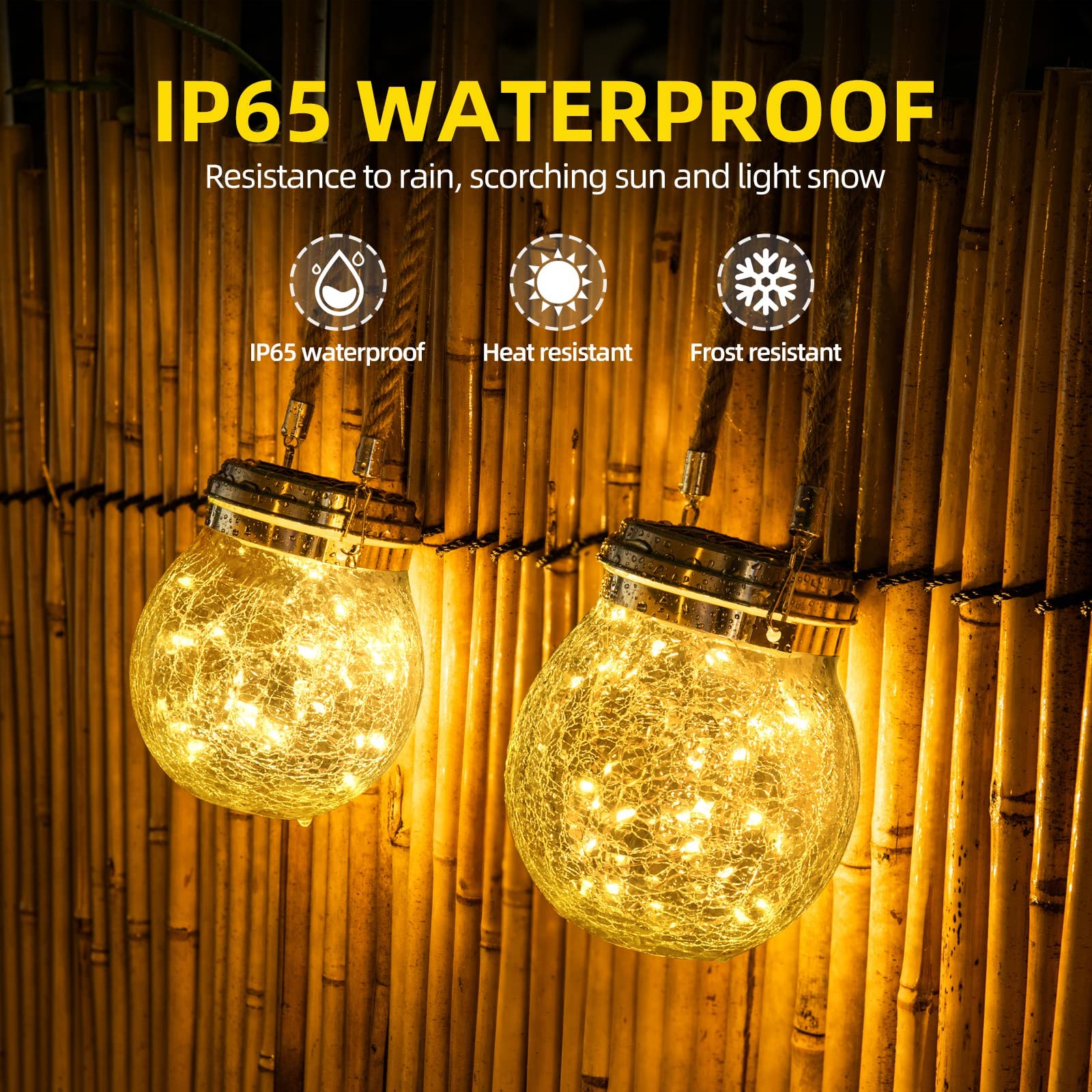 ROSHWEY Lot de 4 Lampes Extérieures Solaires Étanches avec 30 LED - Décoration de Noël - Pour jardin, porche, balcon - Blanc chaud