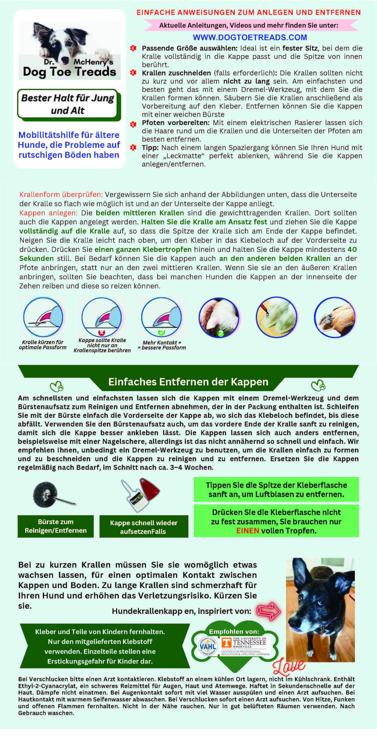 Dr. McHenry's Dog Toe Treads, Juego de 24 piezas con adhesivo y cepillo de limpieza, mayor tracción y estabilidad en suelos resbaladizos, tracción y movilidad para perros mayores (XXL)