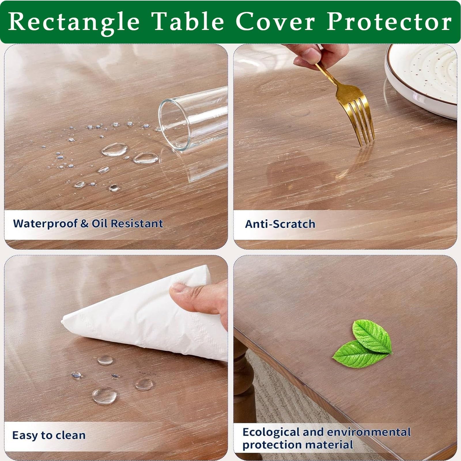 Protector de mesa C de 39in x126in, fundas de vinilo impermeables de 1,5 mm para cocina, noche, escritura, almohadillas de plástico recular a prueba de aceite y fácil de limpiar