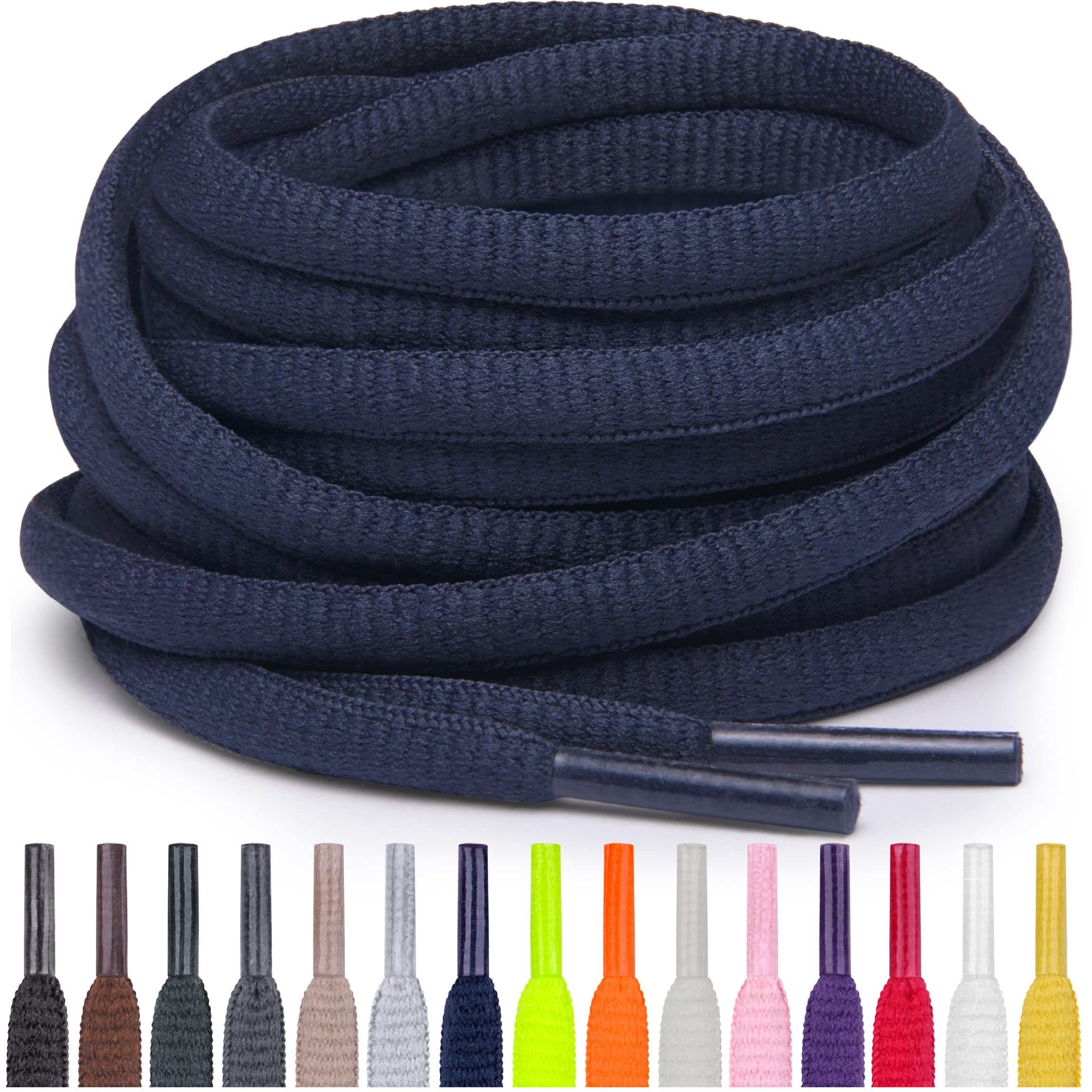 Miscly Oval Athletic Shoe Laces, Multiple Lengths and Colors Available