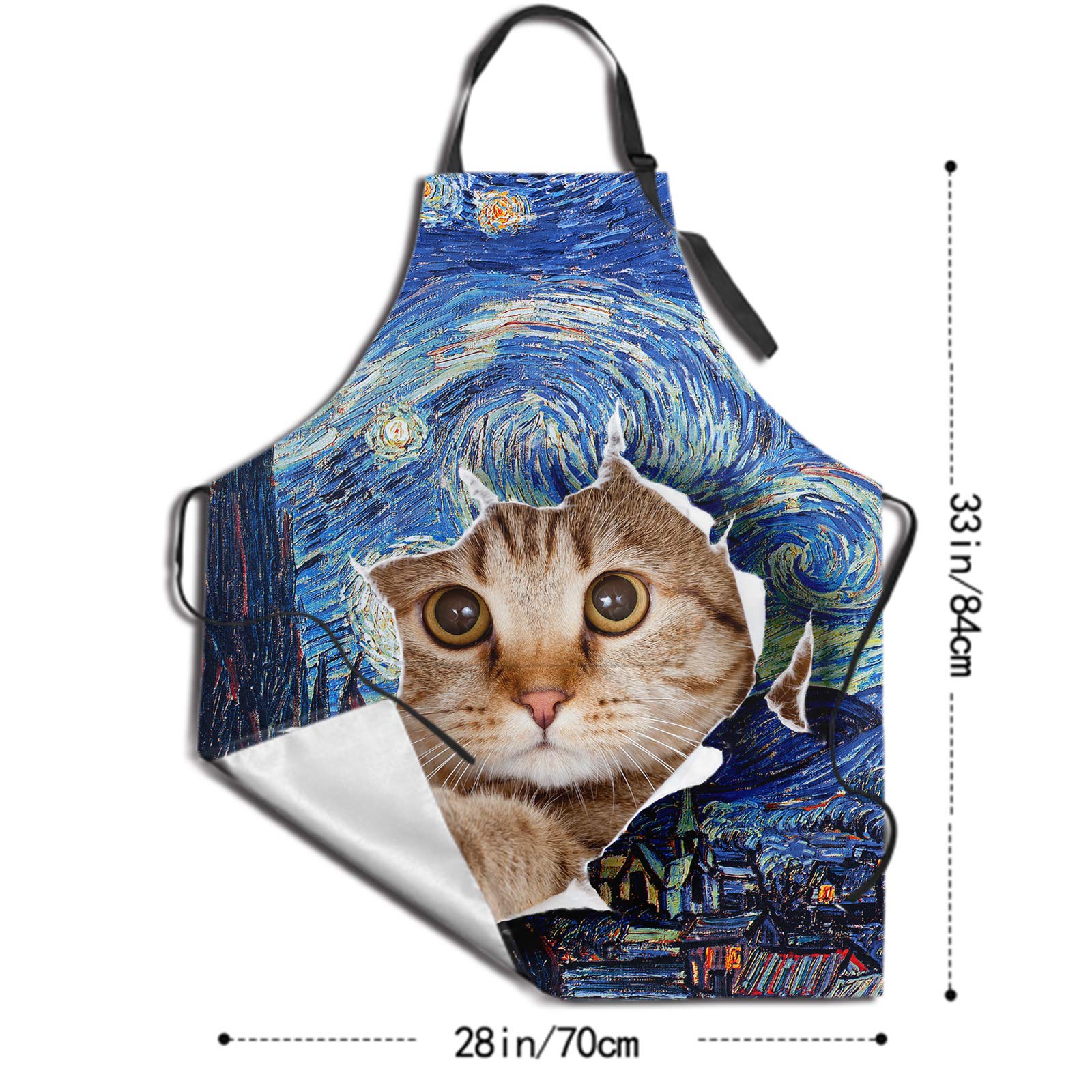 Amazon.co.jp: DZGlobal かわいい猫エプロン – 可愛いペットと星月夜を
