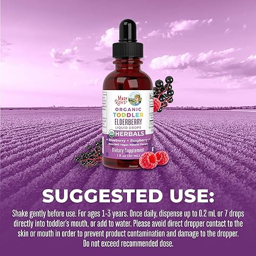 Miniatura 9 de MaryRuths - Gomitas multivitamínicas para niños pequeños y gotas líquidas de saúco orgánico USDA para niños pequeños  Vitamina C D3 zinc  Salud