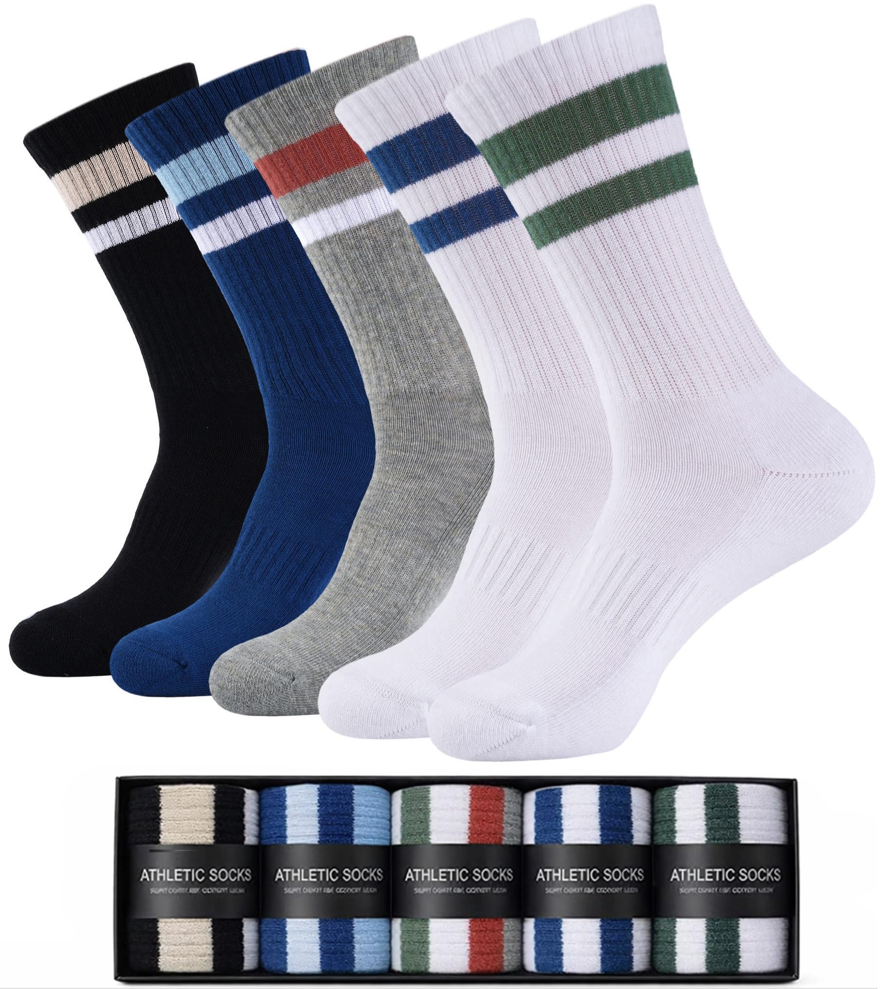Juedverty Cotton Cushion Crew Socks