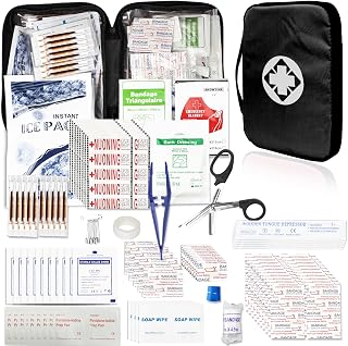 300Piece Travel First Aid Emergency Kit Home Essentials Hiking Survival Essential Kit for Outdoor Adventure Camping Backpack, Black 1st Aid