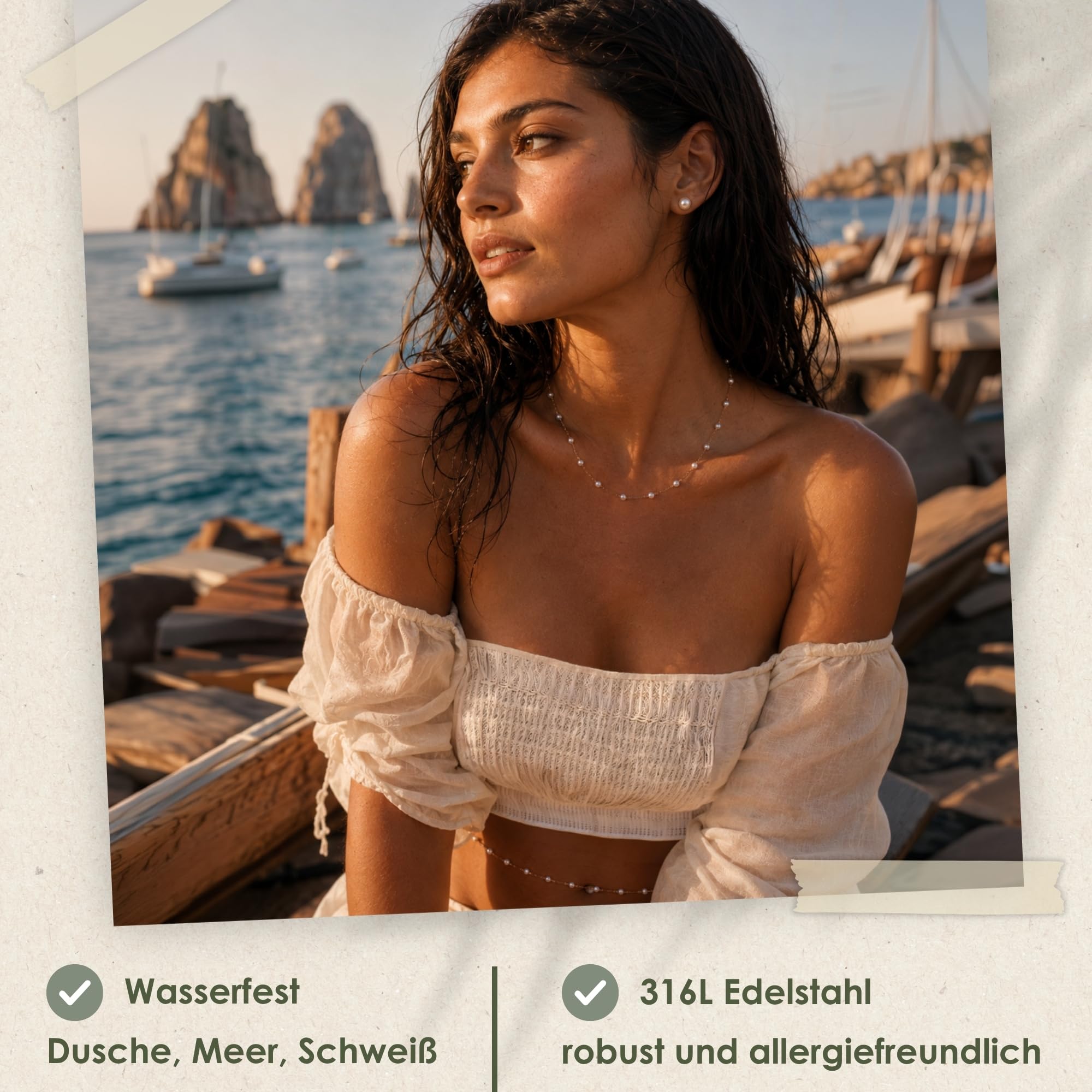 Heideman Schmuckset Damen Capri Edelstahl mit Perlen 5-tlg pflegeleicht | Set zum Kombinieren, wahlweise Gold- oder Silberoptik, hautfreundlich, nickelfrei, Geschenkidee zum Geburtstag