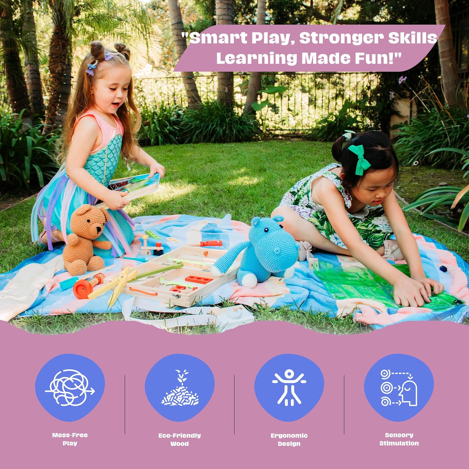 Tool Box Set, 25 Pcs Wooden Toddler Tool Kit with Assembling Chart, Learning Activities Wooden Tool Box for Kids, Montessori Educational STEM Construction Toys Kid Tool Set Age 3 to 7