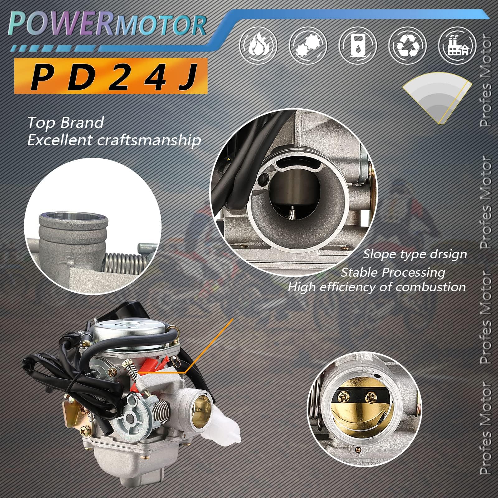 Kit Carburatore 24mm PowerMotor Per GY6 125-150cc | Con Filtro Candela | ATV Scooter
