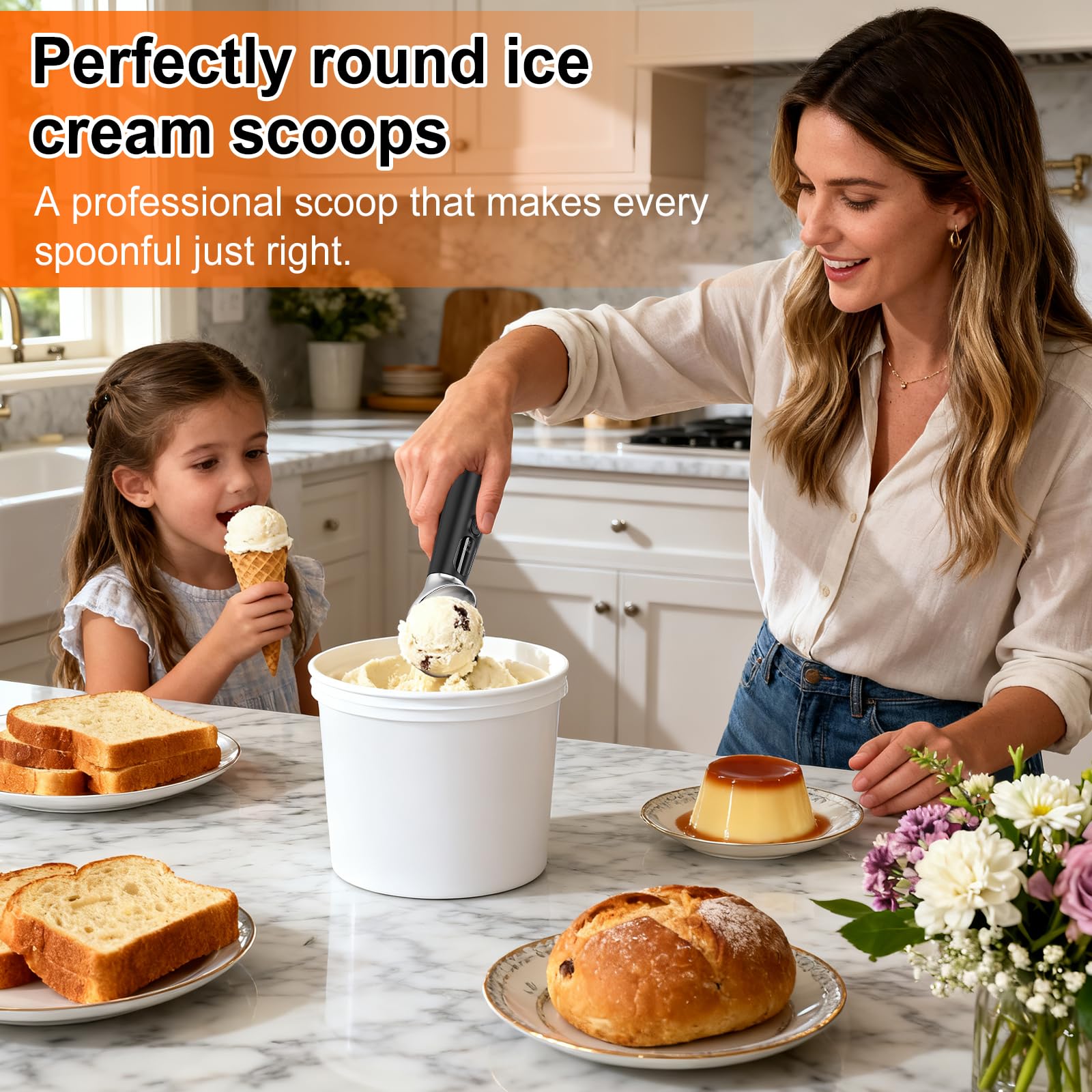 Cuillère à Crème Glacée Chauffante avec 3 Niveaux de Chaleur Réglables–120/140/160°F,Rechargeable Affichage LED,pour Crème Glacée Dure et Plus Encore(Noir)