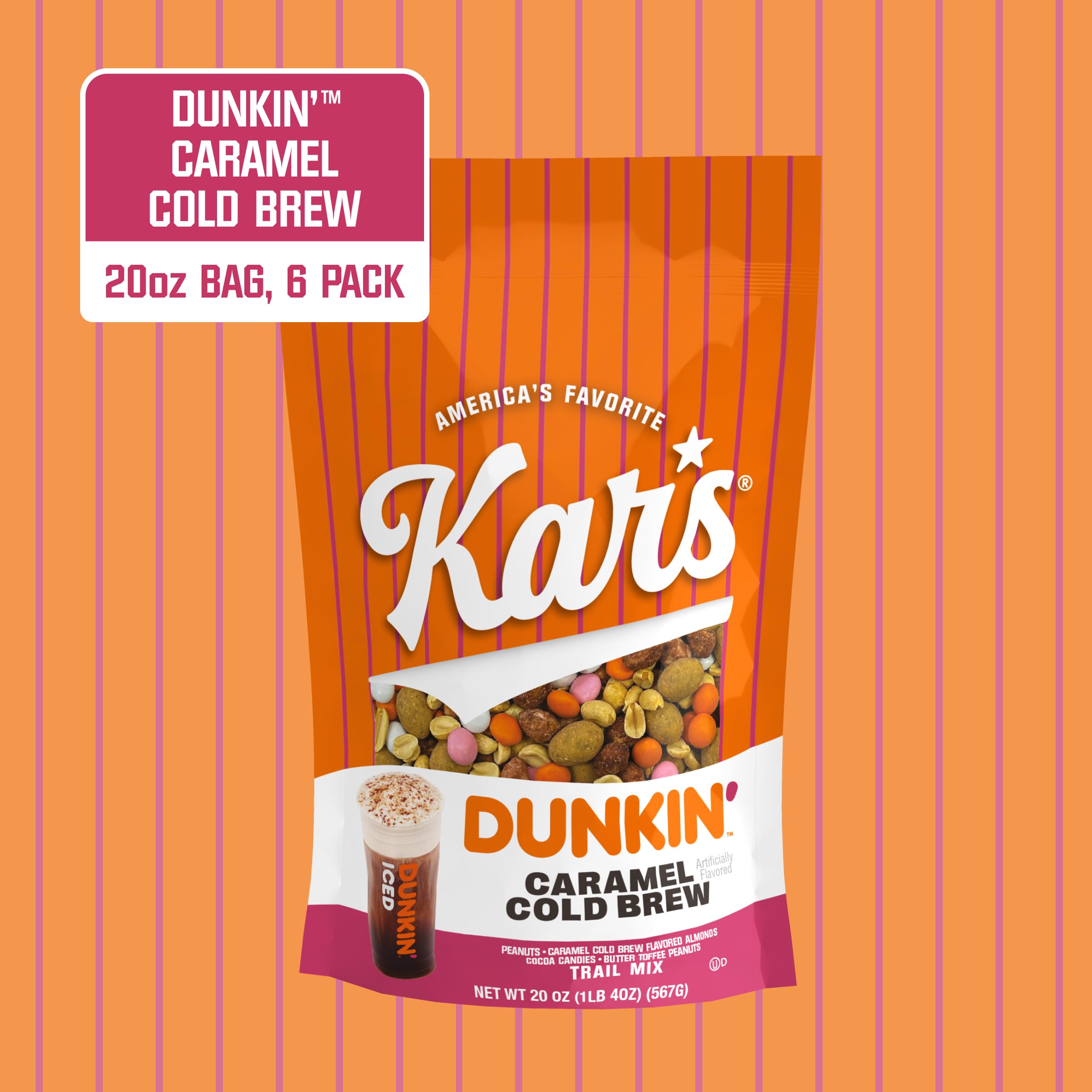 Kar’s Nuts Dunkin’ Frosted Donut with Sprinkles Mixed Nuts – Sweet Candy-Coated Nuts Mix, 5oz Grab & Go Bags (Pack of 12) – Trail Mix Sweet Snacks for Adults & Kids: Caramel Cold Brew 20 Ounce (Pack of 6)
