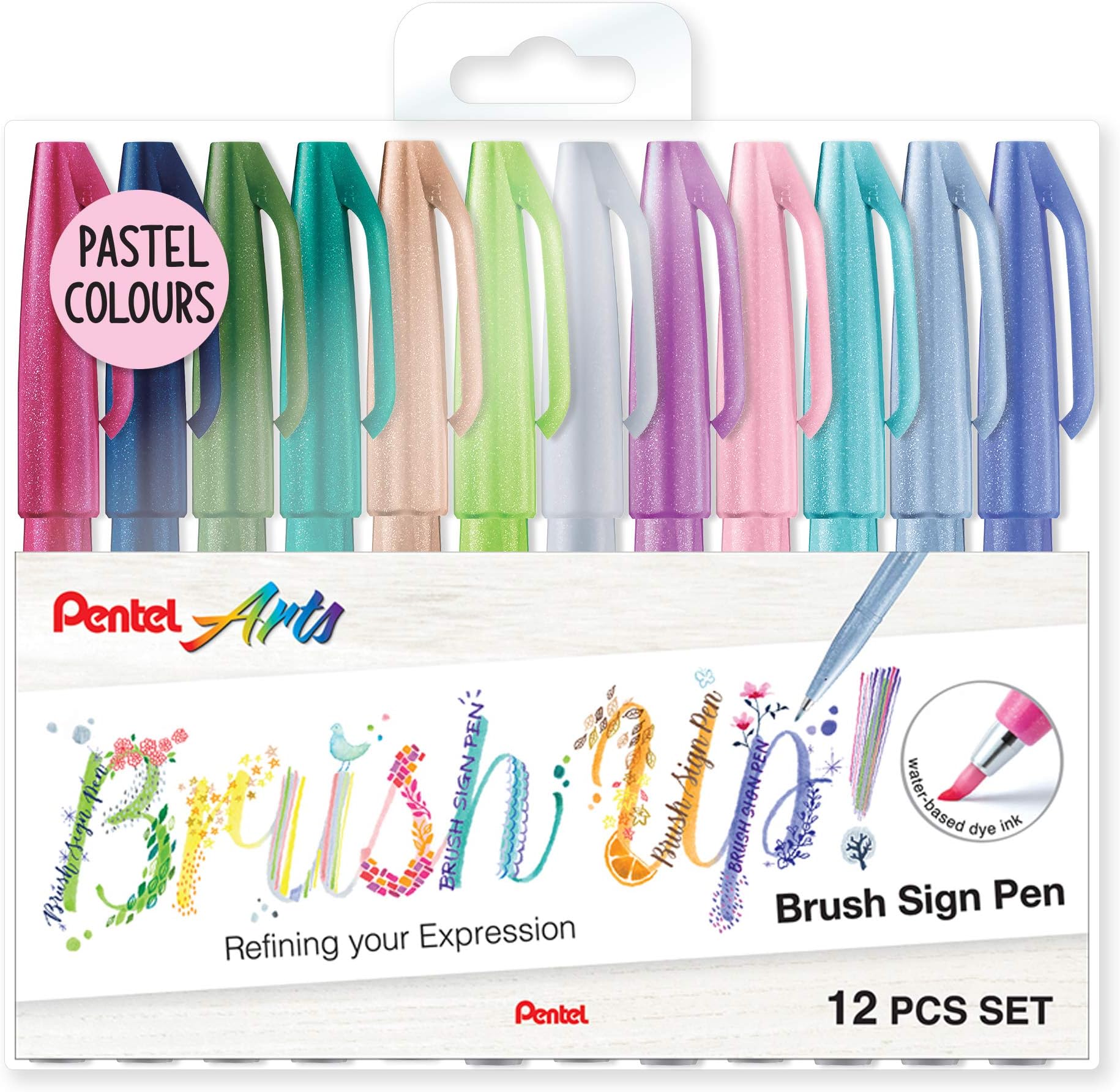 Pentel Brush Sign Pen Pastel colors SES15C - Brush Nib - Fibre Tip