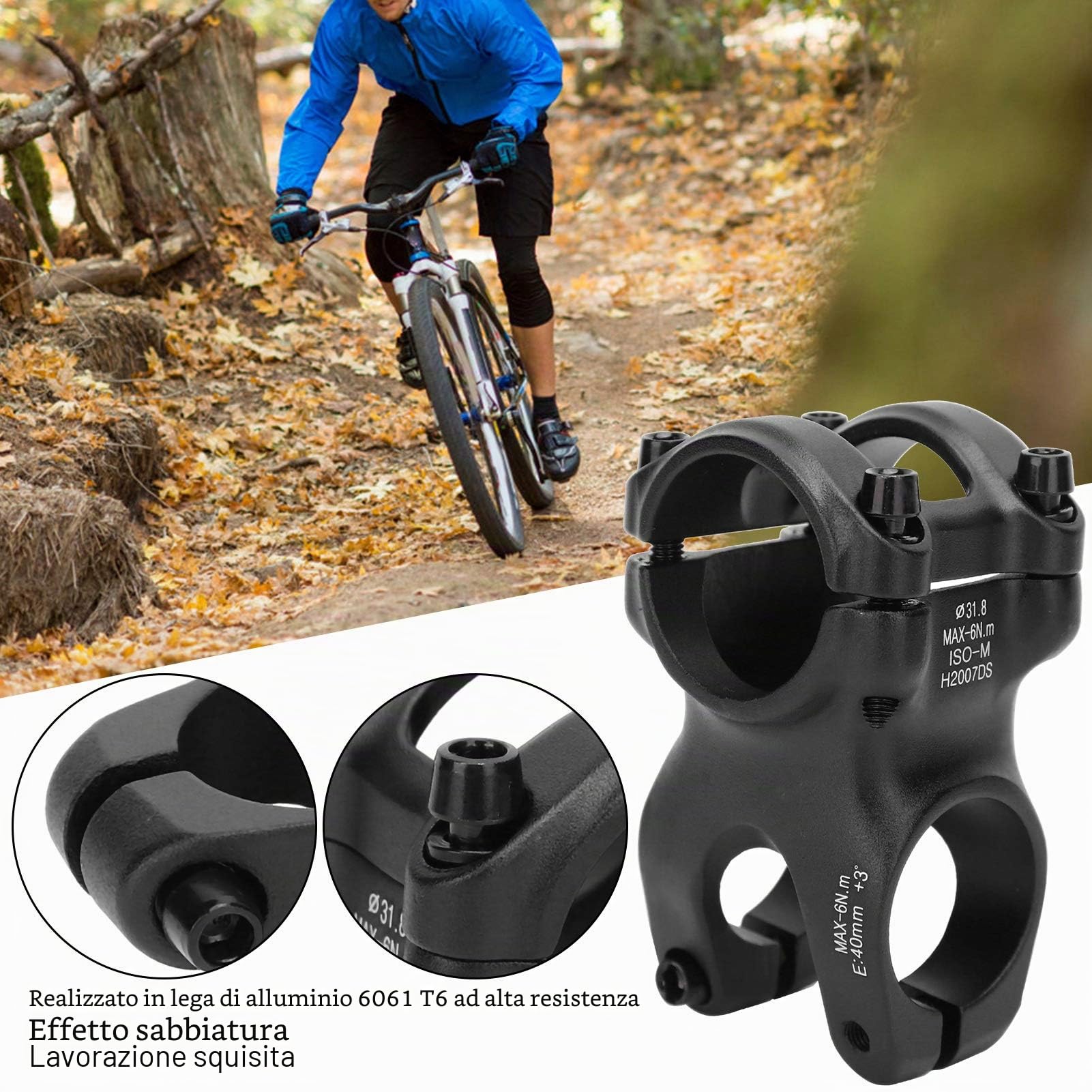 Alomejor Stelo per Mountain Bike Attacco Manubrio per Bici in Lega di Alluminio Attacco Manubrio Corto da 40 mm per la Maggior Parte delle Bici