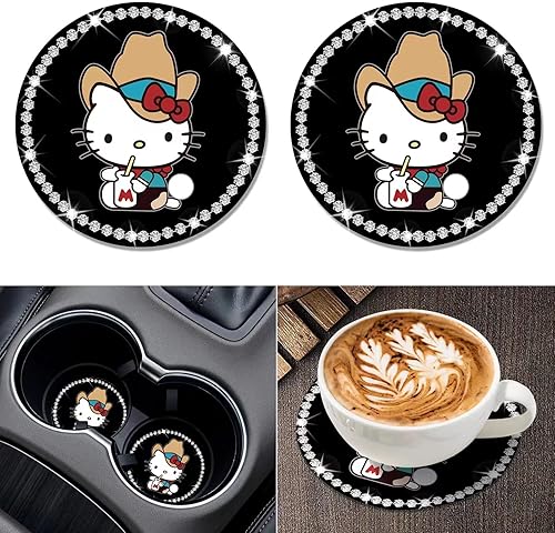 2 posavasos brillantes para automóvil 275 pulgadas bonitos posavasos universales de silicona antideslizantes para tazas divertidos accesorios para