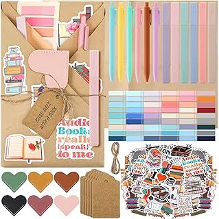 6 Set Blind Date with a Book Gift Box Supplies Excluding Books Bulk Leather Bookmarks Stickers Kraft Tags Pens Wrapping Papers Bookish Readers Galentines Valentine Book Lovers Club Gifts for Women Men