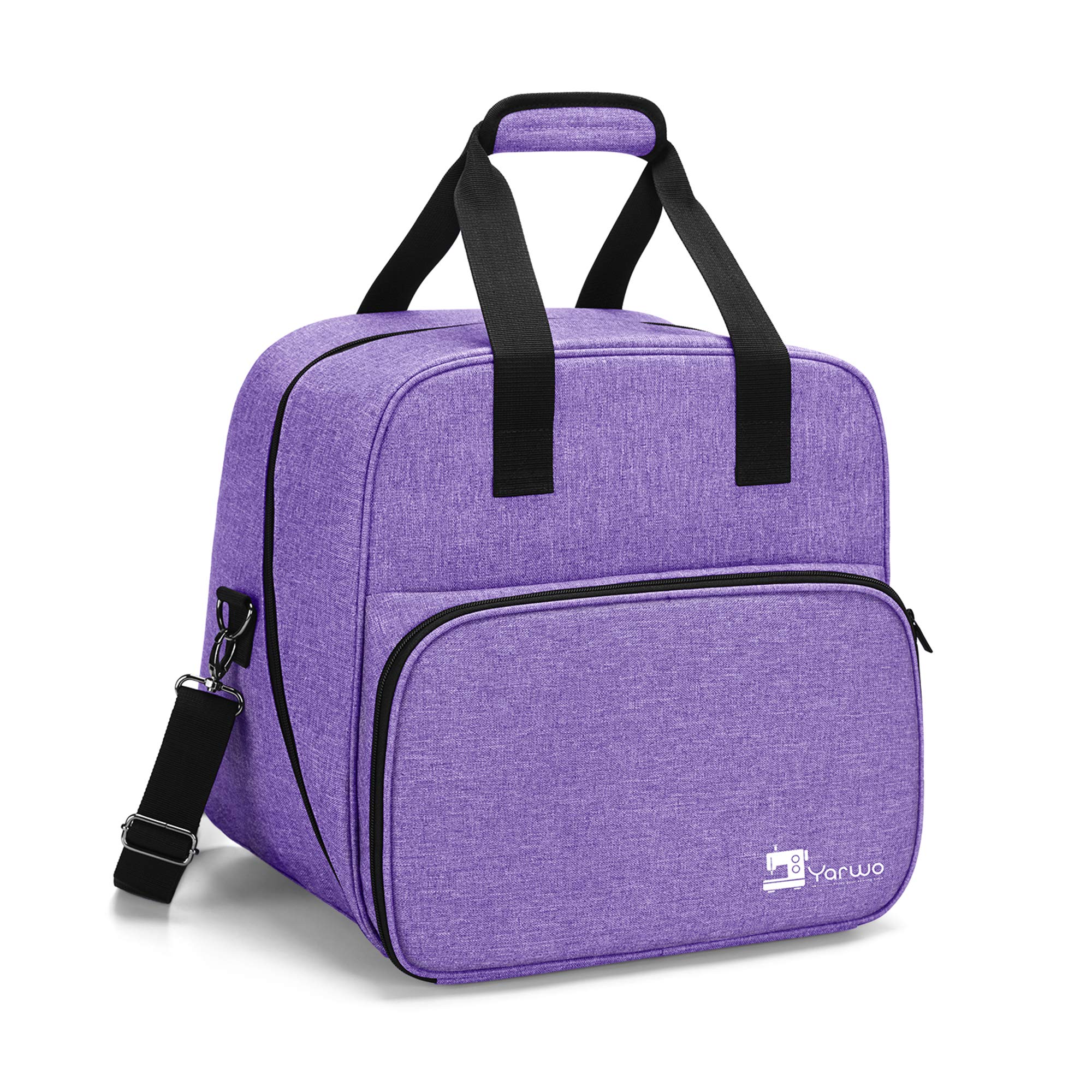 Yarwo Borsa per Macchina da Cucire, Borse da Trasporto per Macchina da Cucire, con Tavola di Legno Inferiore Staccabile e Tasche, Viola