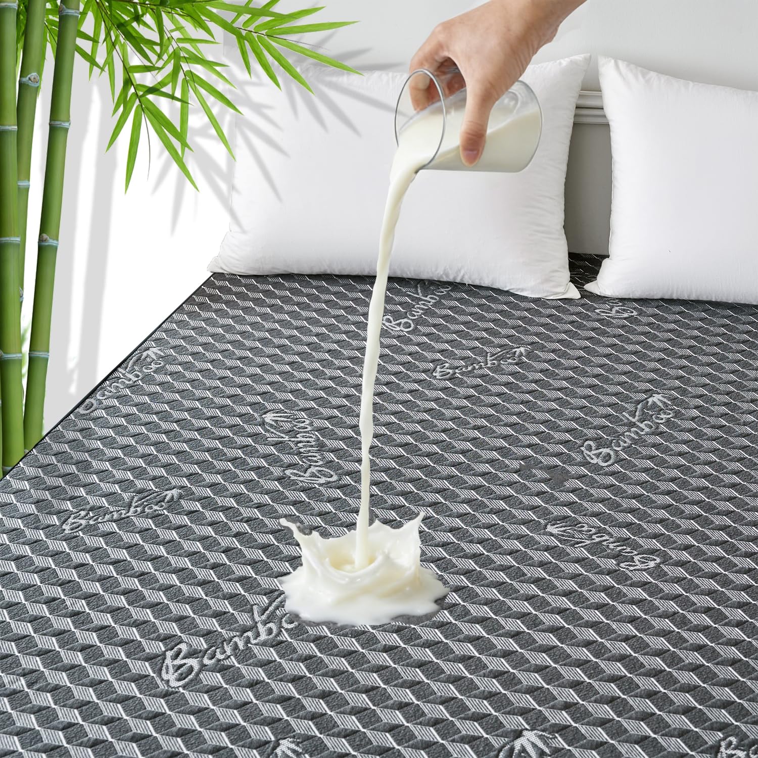 Ruili Twin Mattress Protector Waterproof Washable Rayon Bamboo