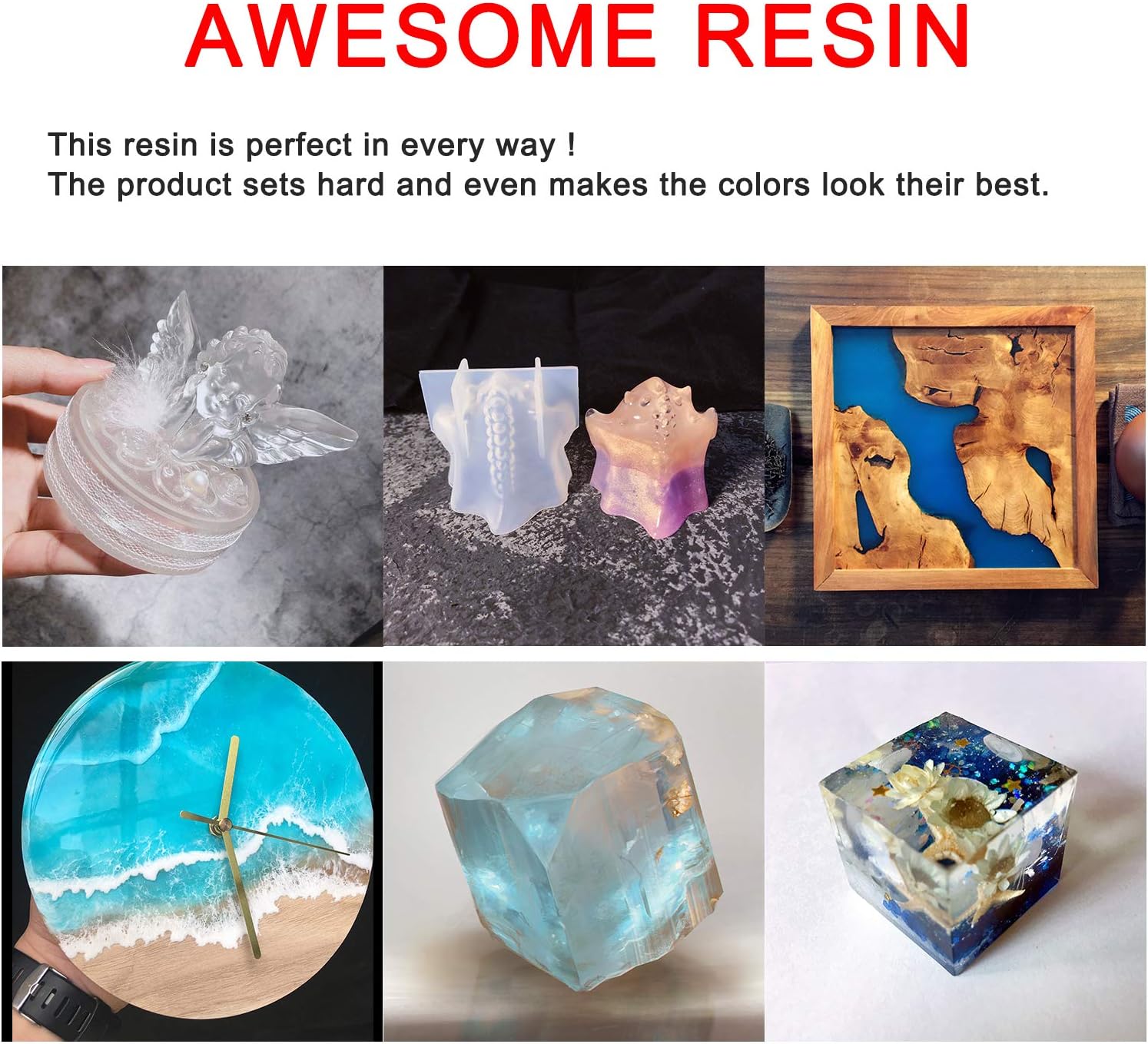 Epoxy Resin Clear Crystal Coating Kit 40oz - 2 Part Casting Resin for Art, Craft, Jewelry Making, River Tables, Bonus Gloves, Measuring Cup, wooden sticks and Dropper : Arts, Crafts & Sewing