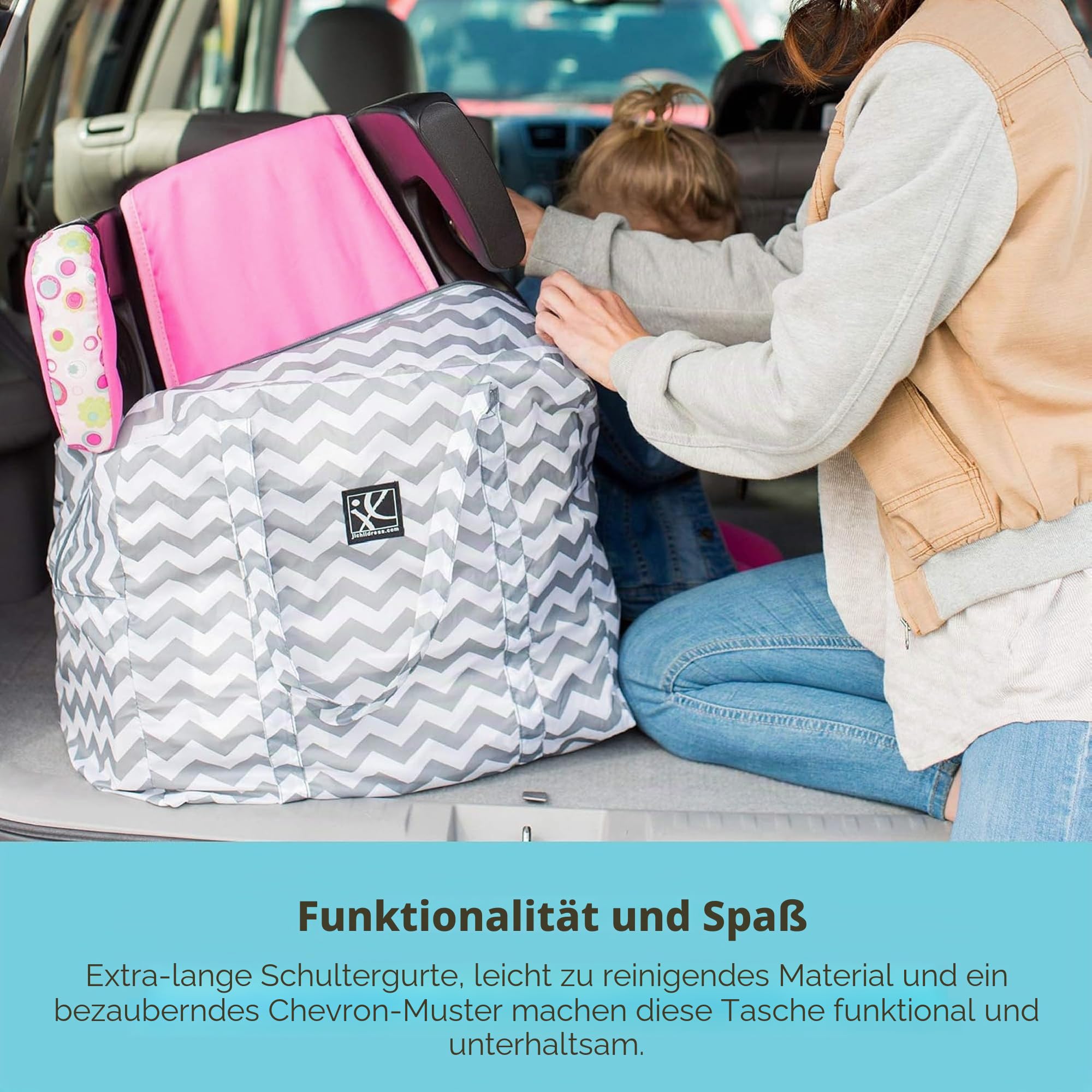 J.L. Childress Booster Go-Go Reisetasche für rückenfreie Sitze, Chevron